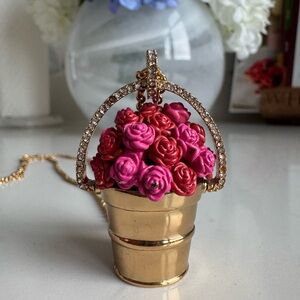 Kate Spade Gold and Pink roses bucket necklace